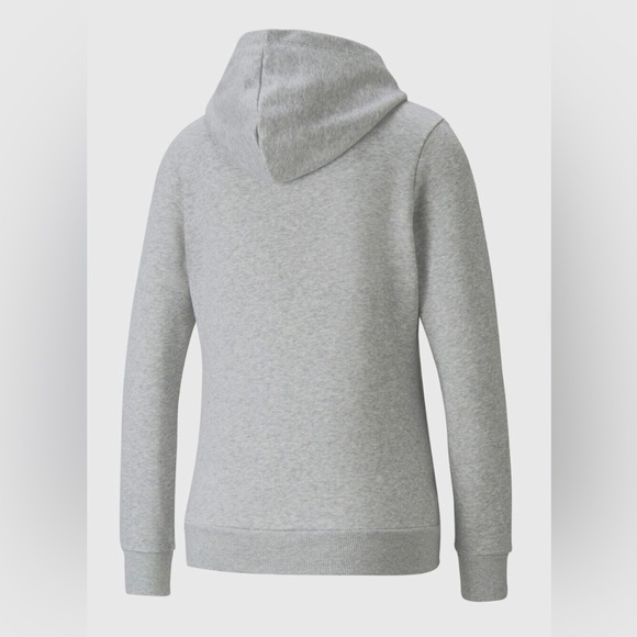Puma Power Logo Hoodie W/Kangaroo Pocket Regular Fit Size Medium Light Grey - Picture 3 of 12